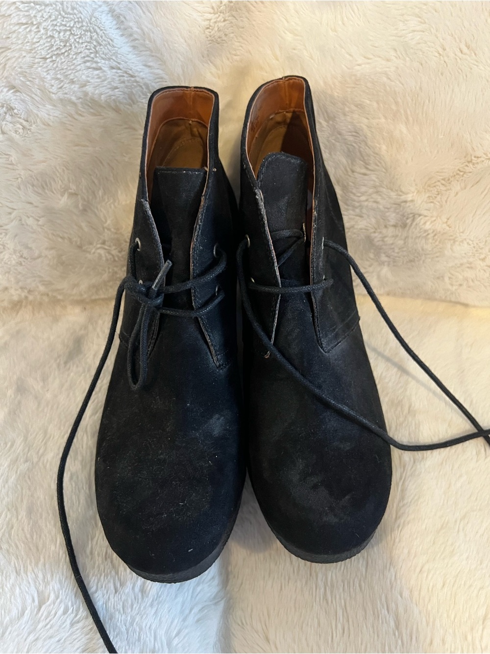 Rockport Black Suede Lace-Up Wedge Booties - Picture 3 of 7